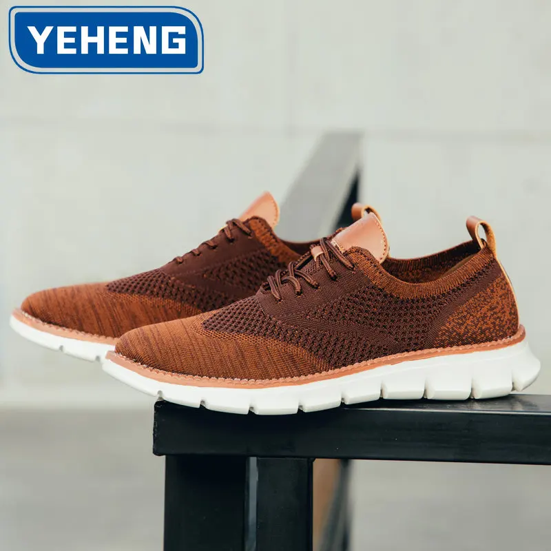 Men\'s Spring Autumn Casual Sneakers Brogue Mesh Soft Light Breathable Outdoor Flat Shoes Comfortable Casual Shoes Driving Shoes