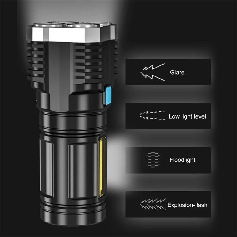 Rechargeable LED Torches 4 Adjustable Modes Strong Flashlight D5QD