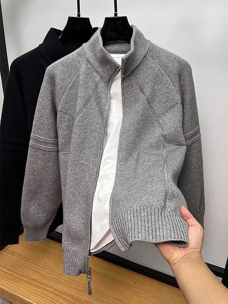 

Кардиган с открытым воротником, повседневный, с двойной молнией, свободного кроя, вязаный, из полиэфирного волокна, удлиненный рукав