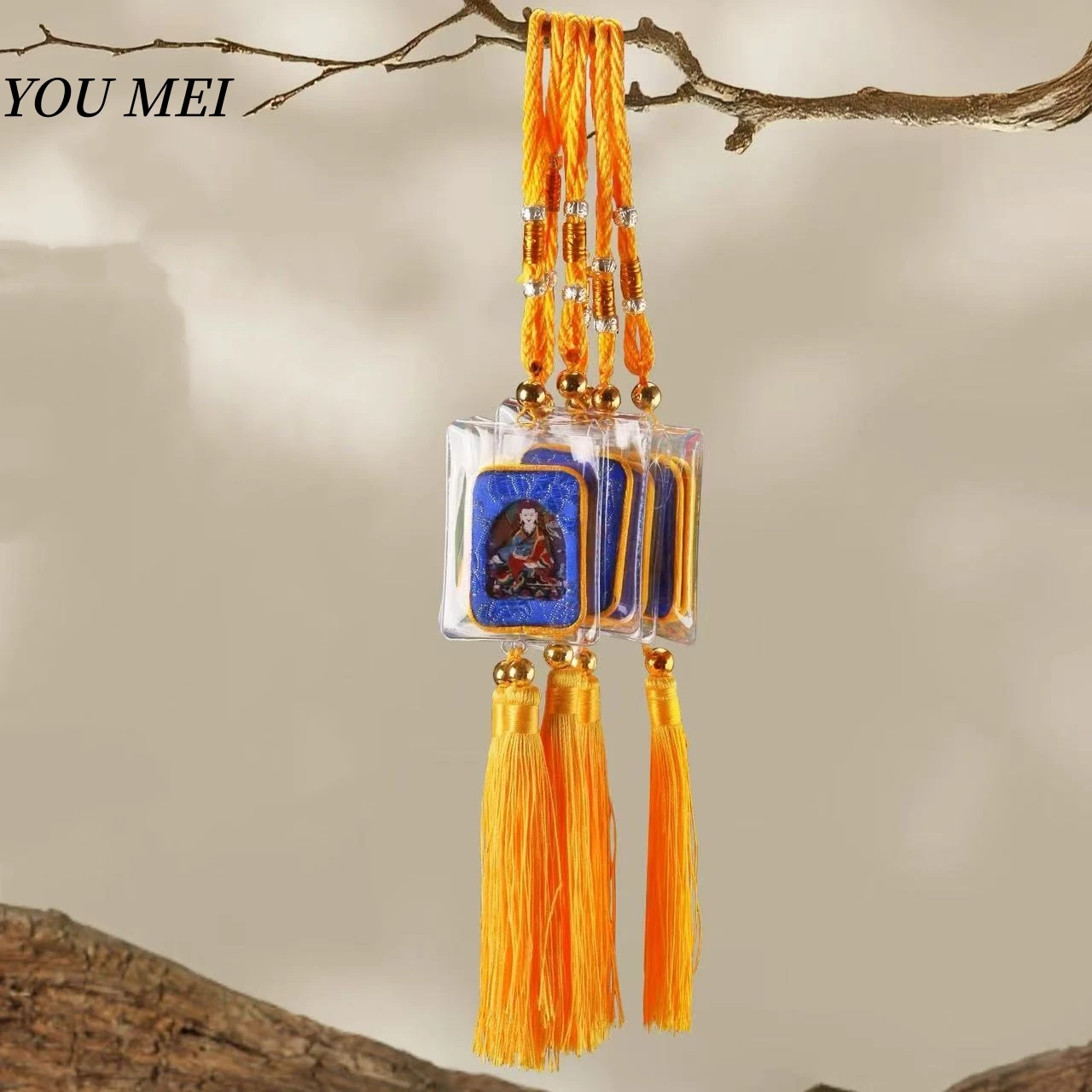 

Tibetan Auspicious Thangka Car Hanging Tassel Pendant,Car Center Console Ornament Souvenir Amulet Trinket Gift Buddhist Item