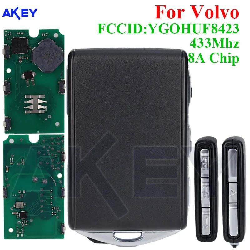 

Умный автомобильный ключ, подходящий для Volvo S40 S60 S90 XC40 XC60 XC90 8A чип 433 МГц FCCID: YGOHUF8423 интеллектуальный автомобильный брелок с дистанционным управлением