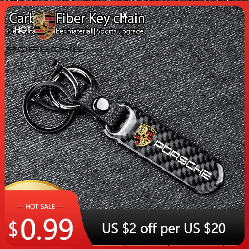 

Car Sticker For Porsche Car Keychain Decorat Carbon Fiber Texture Keyring Accessories For Porsche Cayenne Panamera Macan 911 718