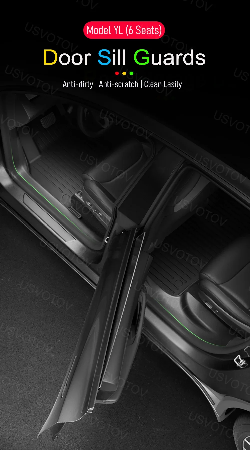 Für 2026 Tesla Model YL Zubehör Türschwellenschutz Anti-Kick Türschwellen-Schutzleisten Unter-Sitz-Eck-Flock-Schutzabdeckung Polster – Detail 3