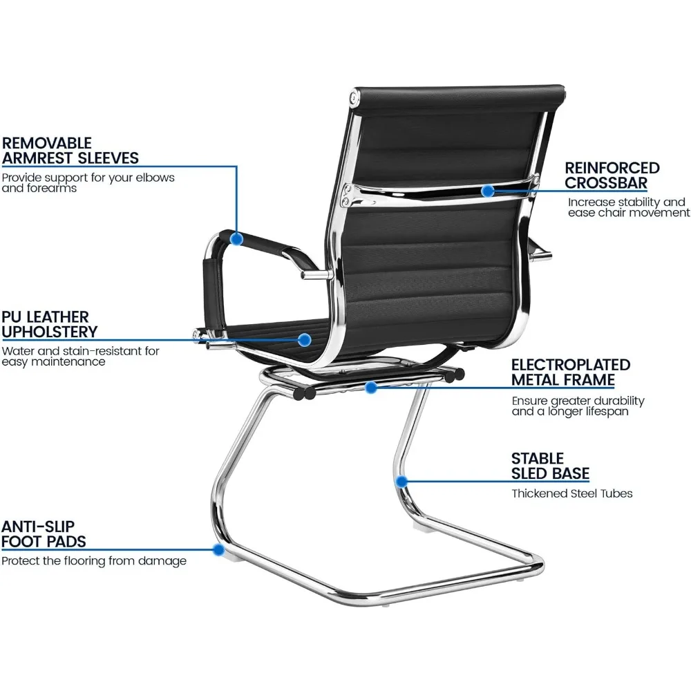 School Chair, Without Wheels Mid Back Ergonomic Guest Chairs, Set of 4 School Chair