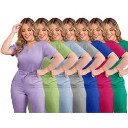 Top Sell Breathable Hospital Uniform Casual Medical Scrubs for Women Short Sleeve Nursing Scrub Uniforms Sets Salon Spa Workwear