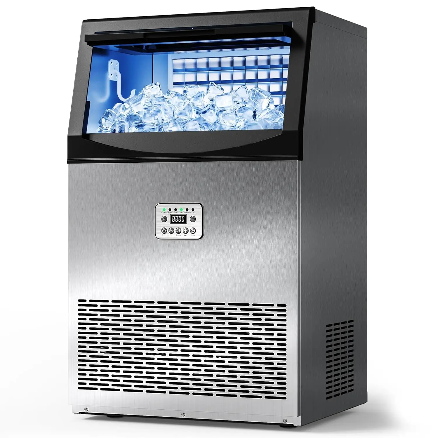 

Commercial Ice Maker Machine, 110LBS/24H with 33LBS Large Storage Capacity, 50 Ice Cubes/15 Mins, Ice Machine with Self-Cleaning