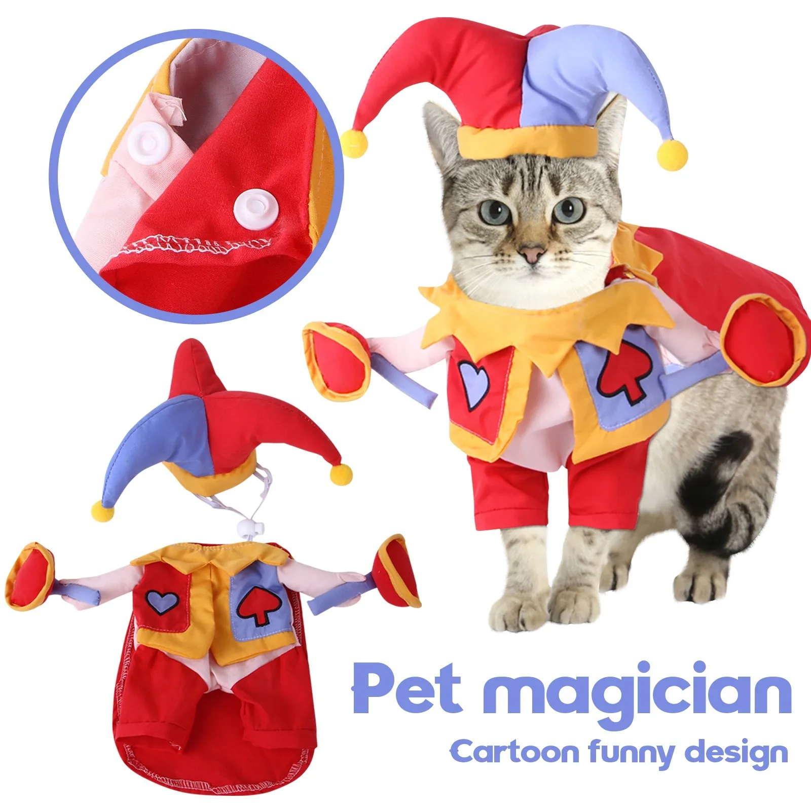 Halloween Joker Role Playing Funny Pet Costumes, Cats And Dogs Transformed Into Funny Holiday Costumes, Pet Cosplay Costumes