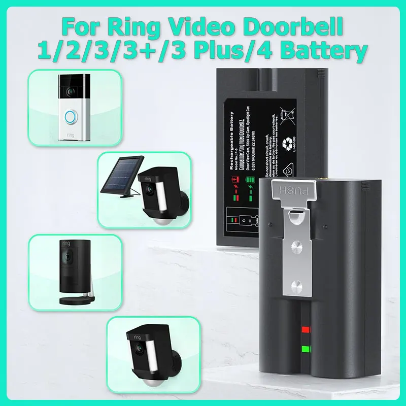6040mAh 3.65V Li-ion Battery For Ring-Video V4 Compatible with Ring Video Doorbell 4/3/2 Stick Up Cam Battery (2nd and 3rd Gen)