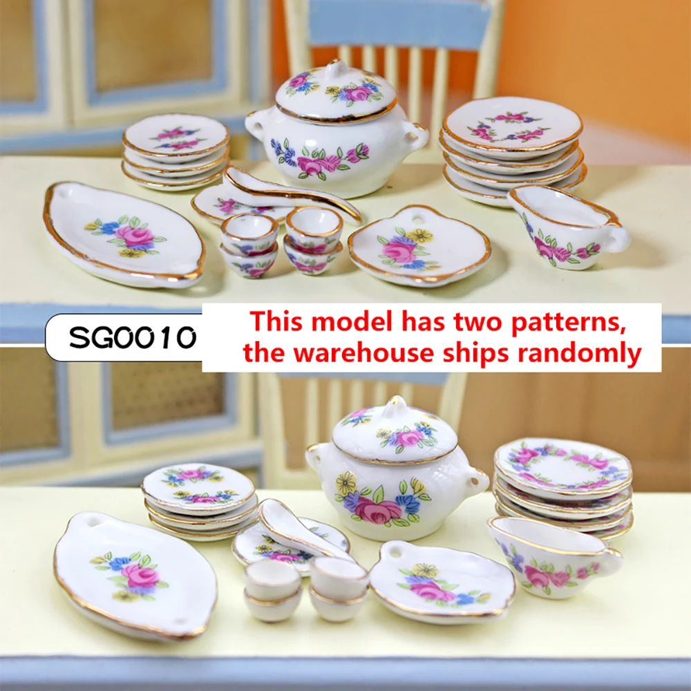 1/12 Puppenhaus Miniatur Keramik Geschirr Mini Teller Tasse Löffel Modell Spielzeug für Puppenhaus Zubehör Dekoration OB11 BJD