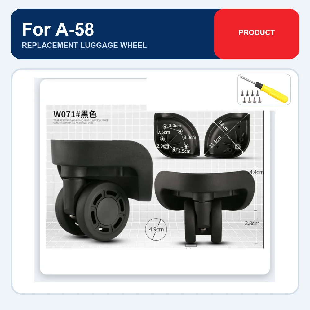 Replacement Luggage Wheel For Crown A-58 For Benlun BL-116 For Hongsheng A-58 For Diplomat A-58 Caster Repair Part