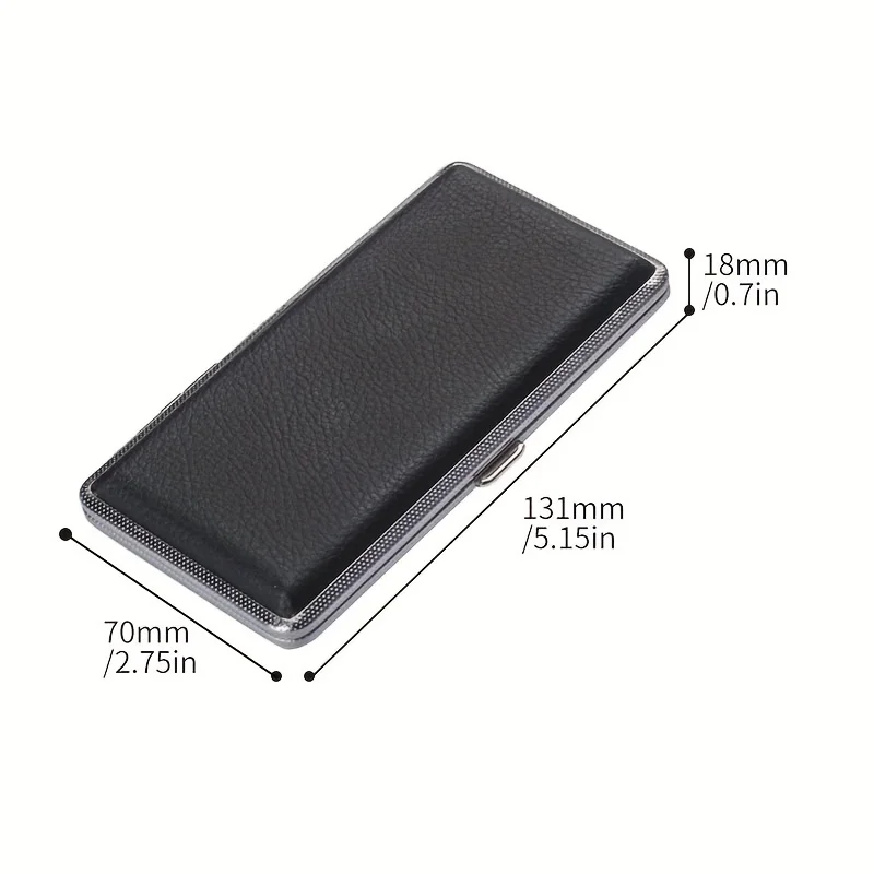 1Pc New Leather Metal Cigarette Case Holds 14 Cigarettes for Cigarettes, Extra Long Cigarette Case with Enlarged PU Leather