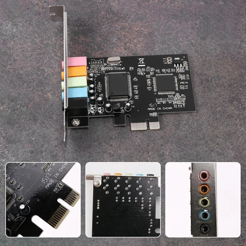 PCIe Sound Card 5.1, PCI Express Surround 3D Audio Card for PC with High Direct Sound Performance & Low Profile Bracket-A50M