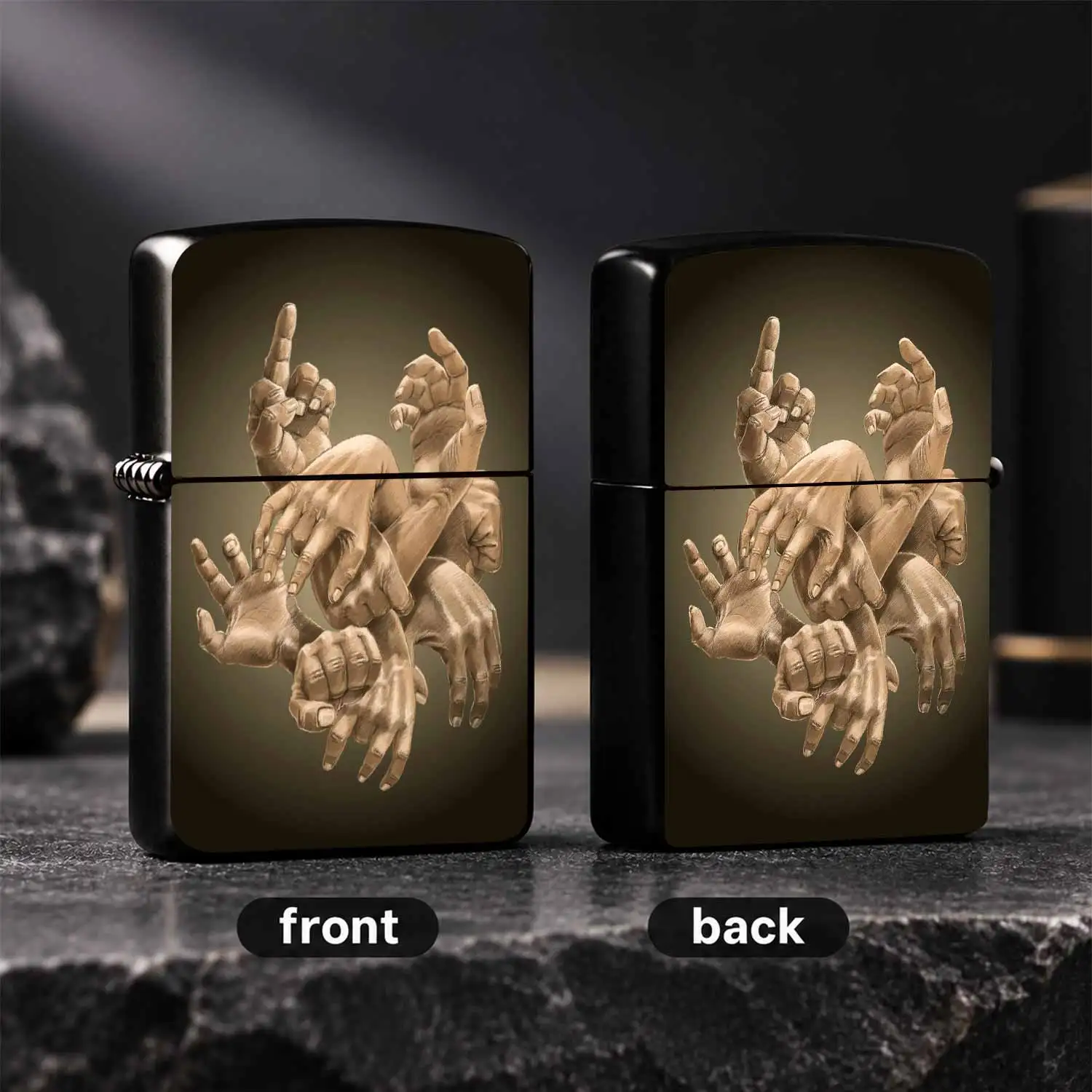 Creative Multi-hand Gesture Art Pattern Lighter, Retro Sketch Style Atmospheric Personalized Decor Item, Suitable for All Daily Scenarios, Exquisite Stylish Practical Portable Gadget, Ideal Choice for Personal Use and Gifting A Humorous An