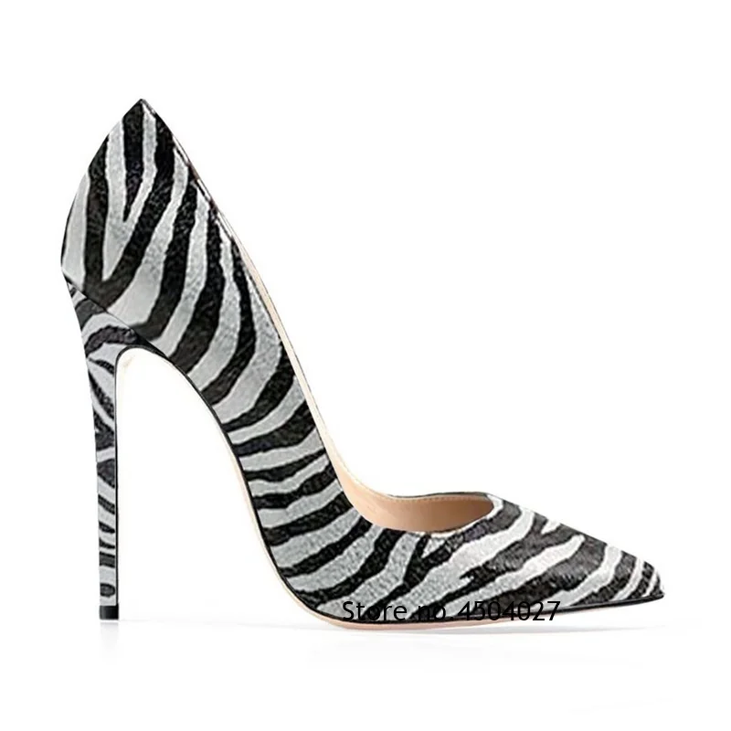 

Женские туфли-лодочки с острым носком на высоком каблуке-шпильке с принтом под зебру, сексуальные, для свадьбы и вечеринок