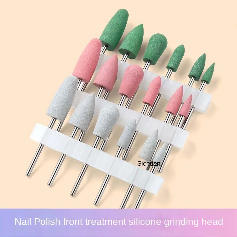 6Pcs/set Gel Polishing Removal Silicone Nail Polishing Head Nail Drill Gringing Silicone Nail Drill Bits