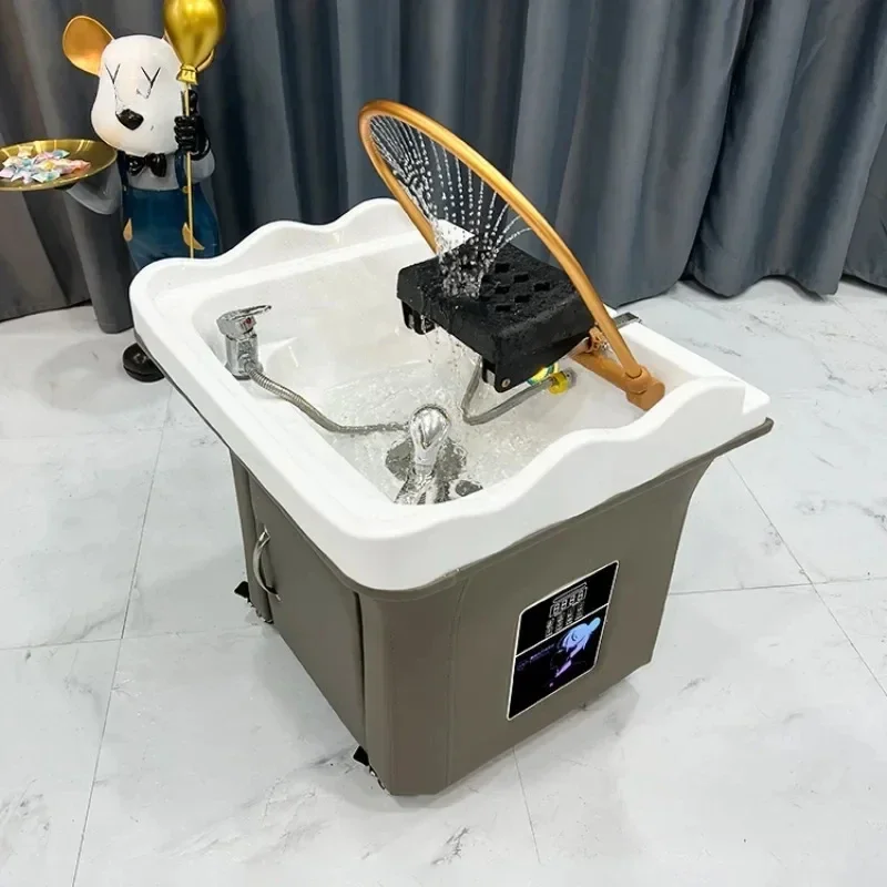 Portable Movable Shampo Chair Station Comfortable Water Circulation Head Spa Hair Wash Shampouineuse Bed Salon Furniture