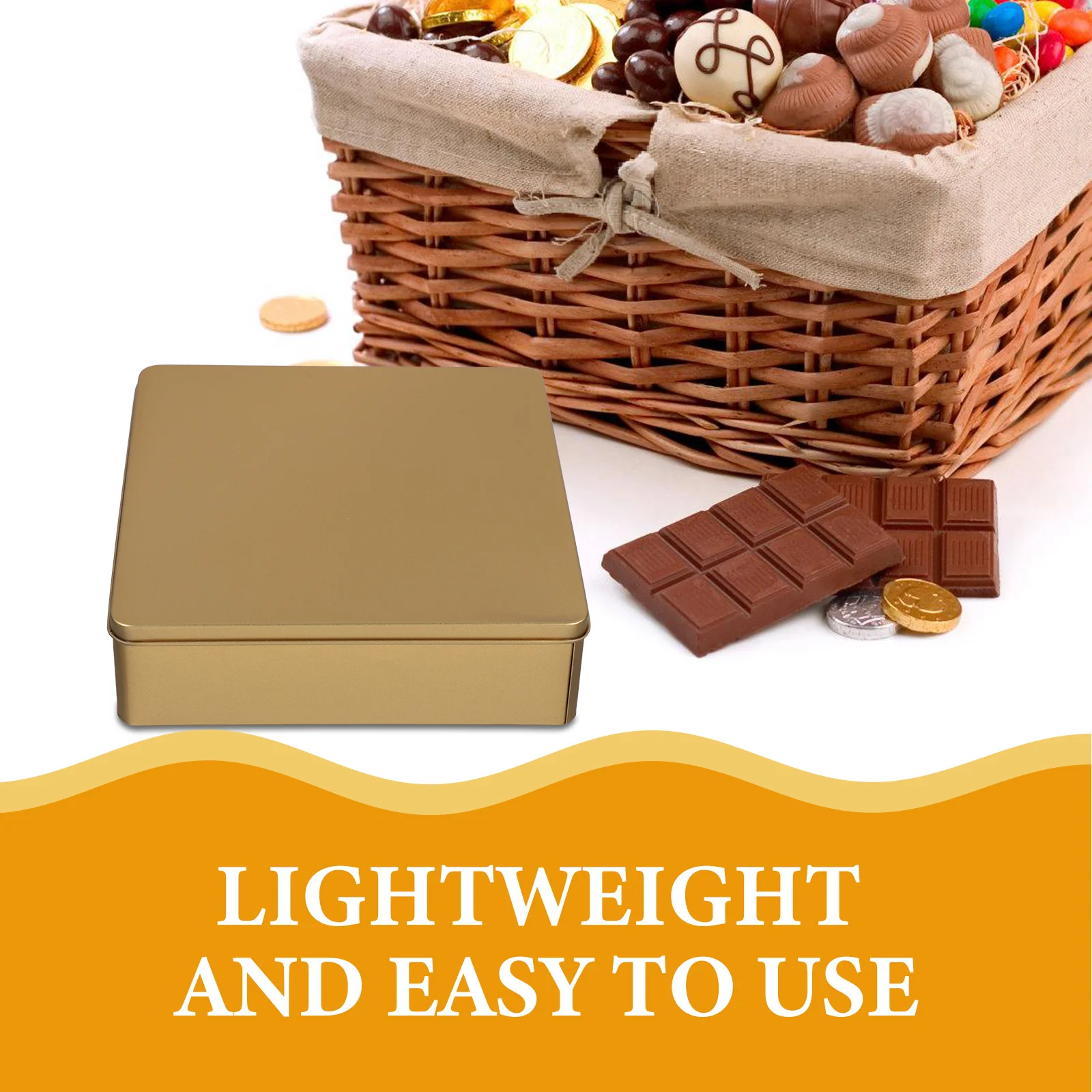 صندوق تخزين الحلوى المربع الفارغ، مادة صفيح قابلة لإعادة الاستخدام، صندوق حلوى الحلوى المزخرف، علبة من القصدير مع غطاء