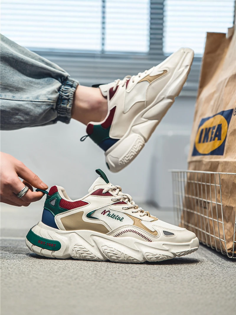 Trendy Men's Running Shoes Soft Bottom Mesh Upgraded Version Dad Shoes Fashionable Casual Sneakers for Autumn Sports