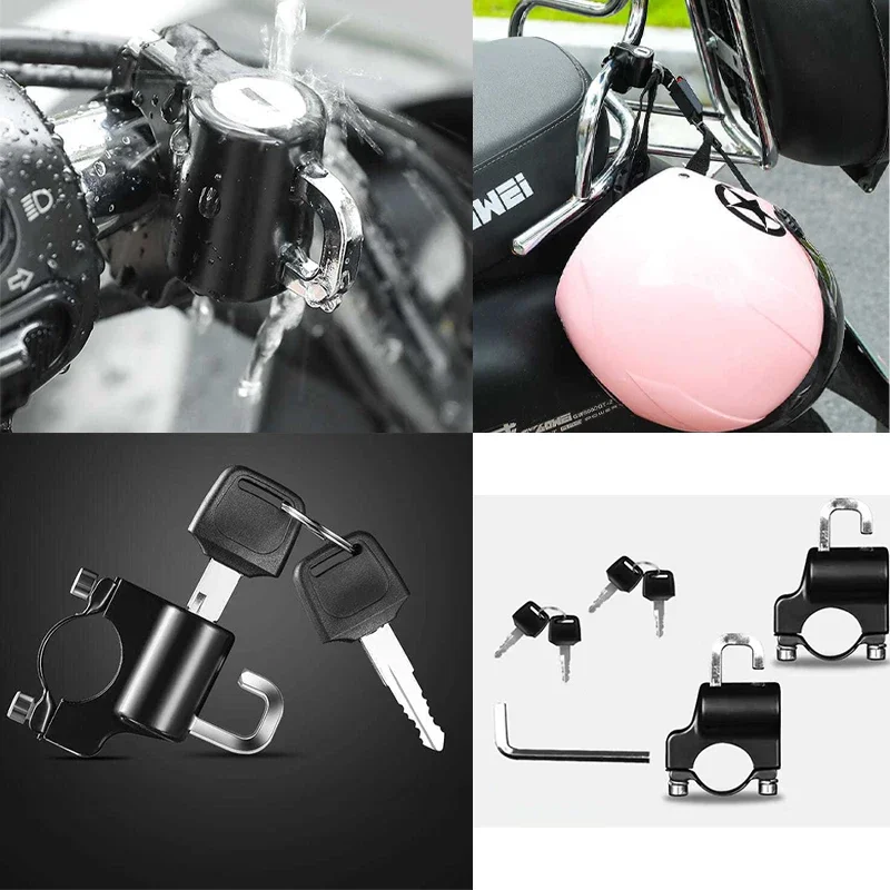 

Велосипедный портативный замок на шлем, универсальная защита от кражи, фиксированный шлем для руля 22-24 мм, аксессуары для мотоциклов с набором ключей