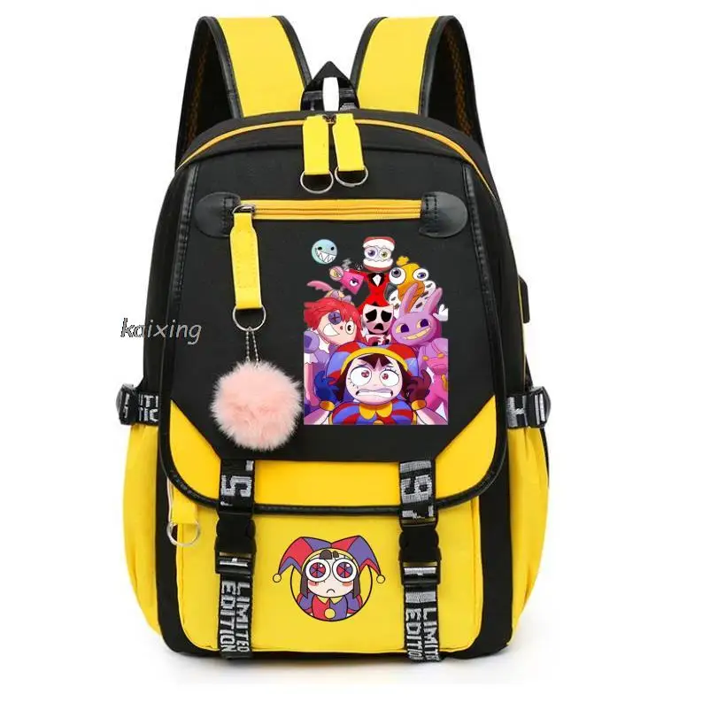 Mochila escolar de gran capacidad para mujer, bolso Kawaii de lona, el increíble circo Digital