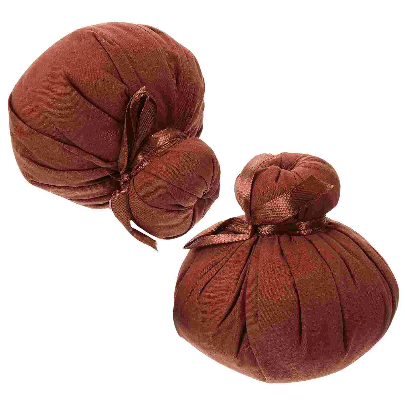 2 Pcs Mugwort Herb Massage Balls Natural Warming Bag Hot Pack Herbal Bath Dark Brown Chinese