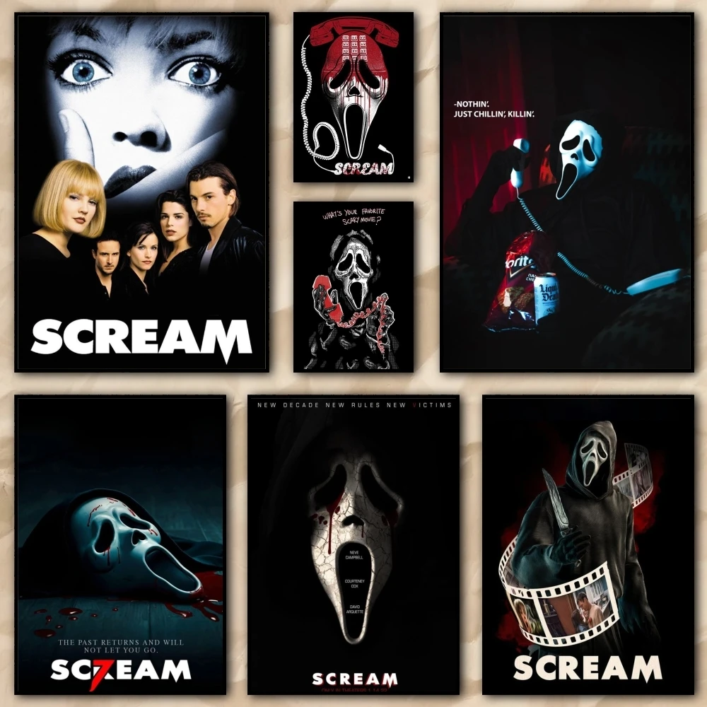 

Horror Thriller Movie S-ScreaM Painting Calligraphy Frameless Canvas Wall Art Perfect For Home Decoration Holiday Gifts