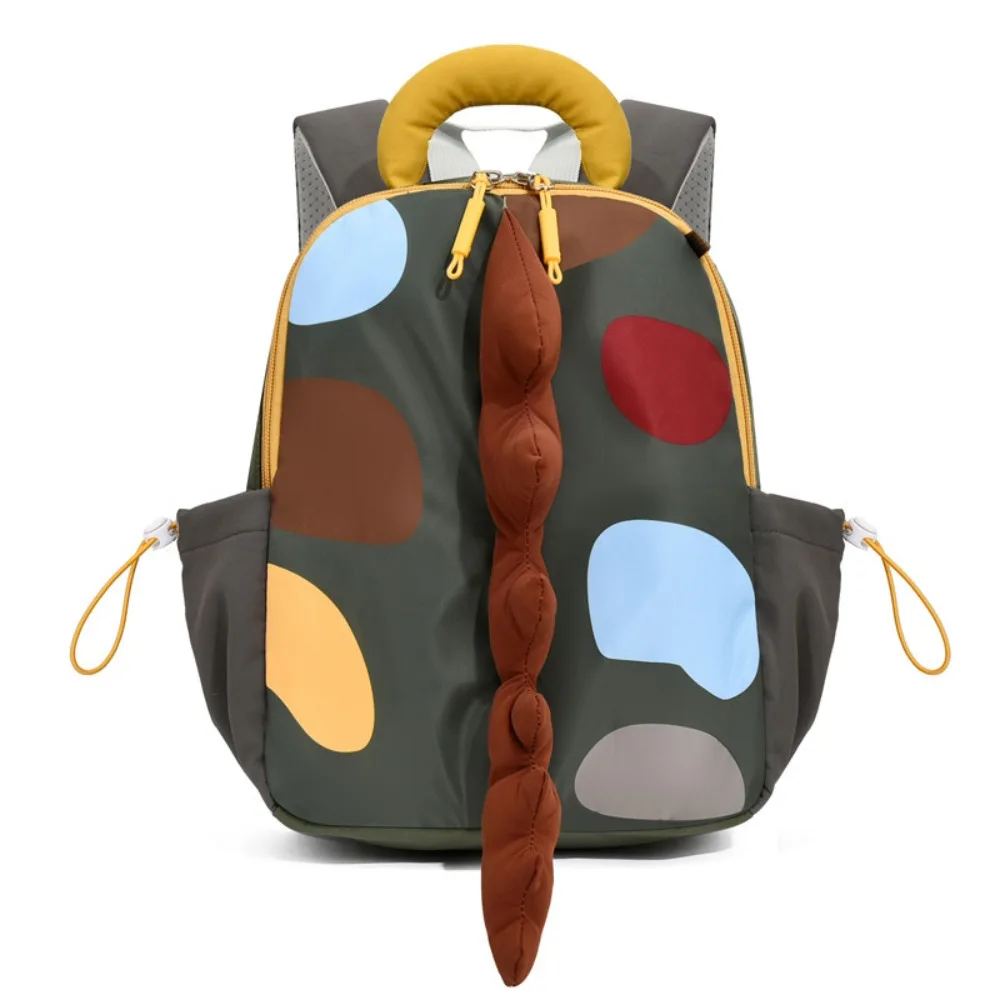 Cute Oxford Cloth Backpack Dinosaur Tail Lightweight Dinosaur Backpack Cartoon Design Water Repellent Mini Rucksack Park