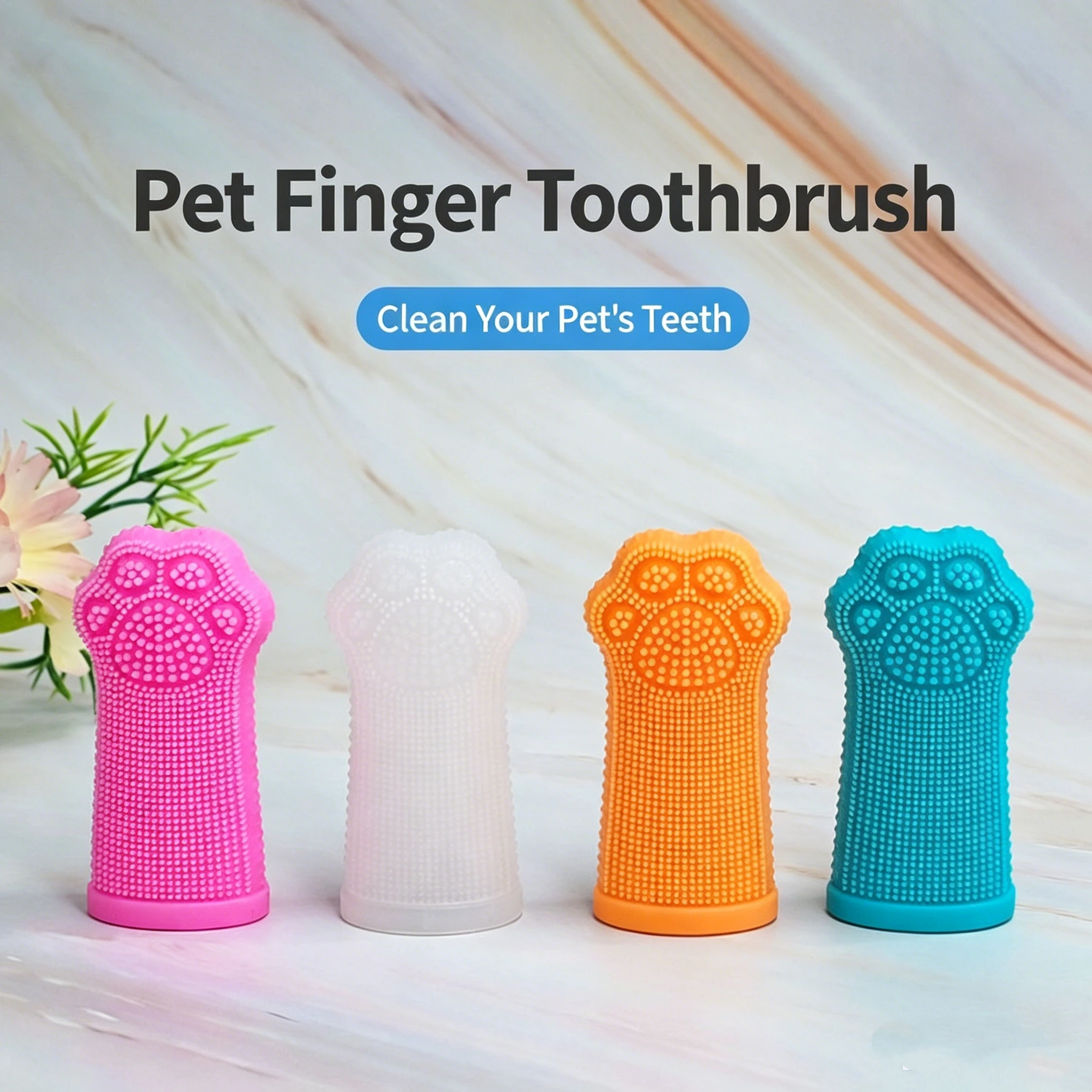 Silicone Pet Finger Toothbrush for Dogs Cats Teeth Cleaning Tartar Plaque Remover Oral Dental Care Tool Pet Grooming Supplies