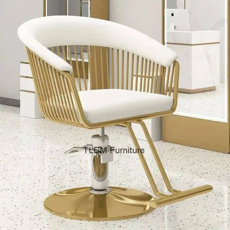 

Barber Design Barbershop Salon Gold Chairs Swivel Luxury Comfort Barber Chair Beauty Hairdressing Commercial Furniture