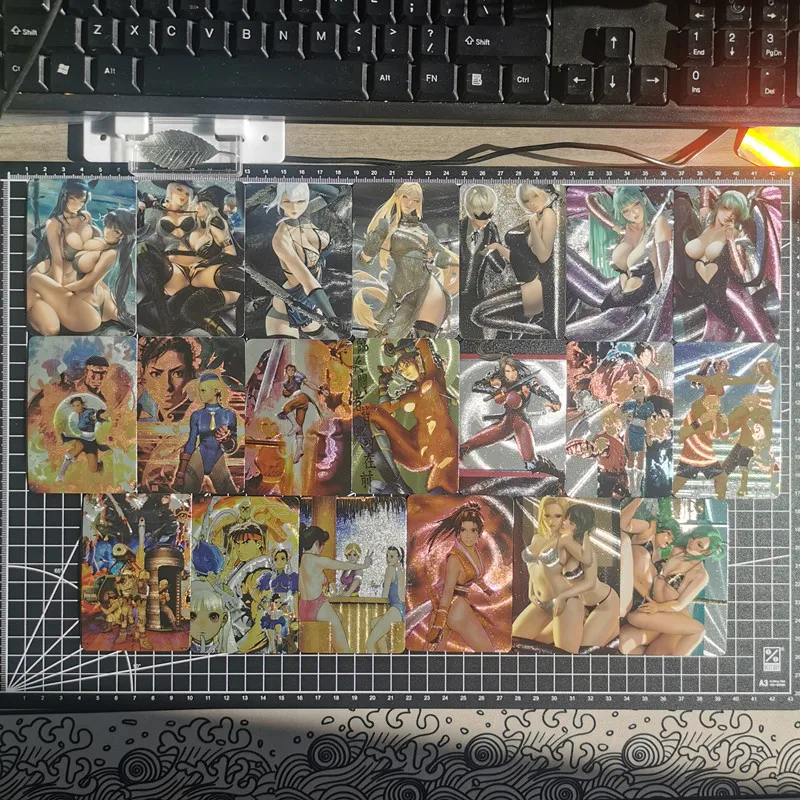 20 Pcs Homemade Anime Chun-Li Girl Cards Character Series ACG Sexy Nude Cards Kawaii Toys Gifts Games Comics Collection Cards