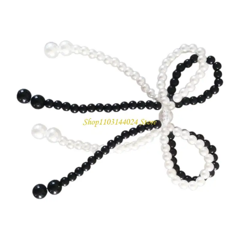N5ke Bellissimo fascino bowknot con imitazione perla perla con fibbia con fibbia per invalida danno da teatro per catena del