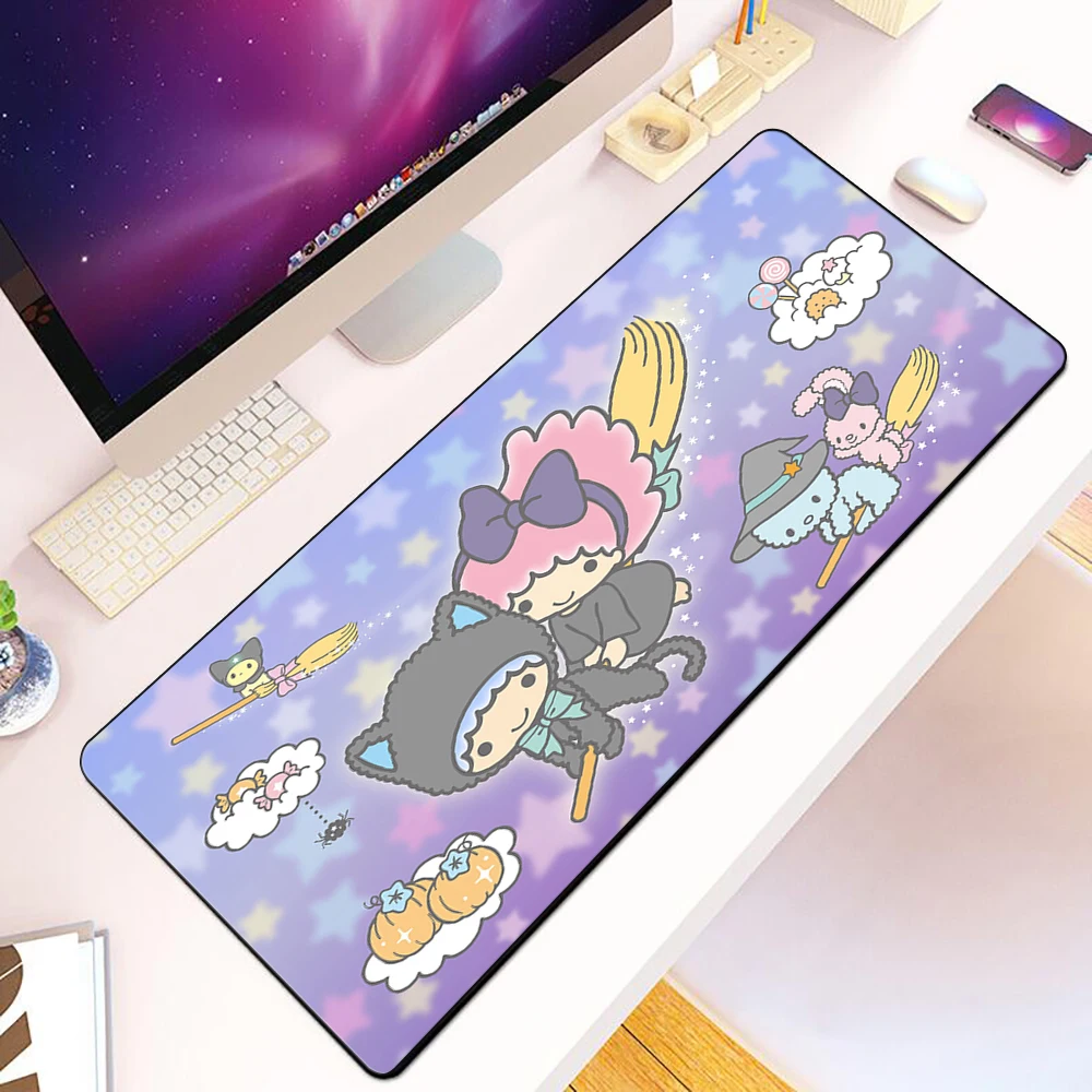 Cartoon Little Twin Stars Mousepad HD Printing Computer Gamers Locking Edge Non-slip Mouse Pad XXL90x40cm Keyboard PC Desk Pad