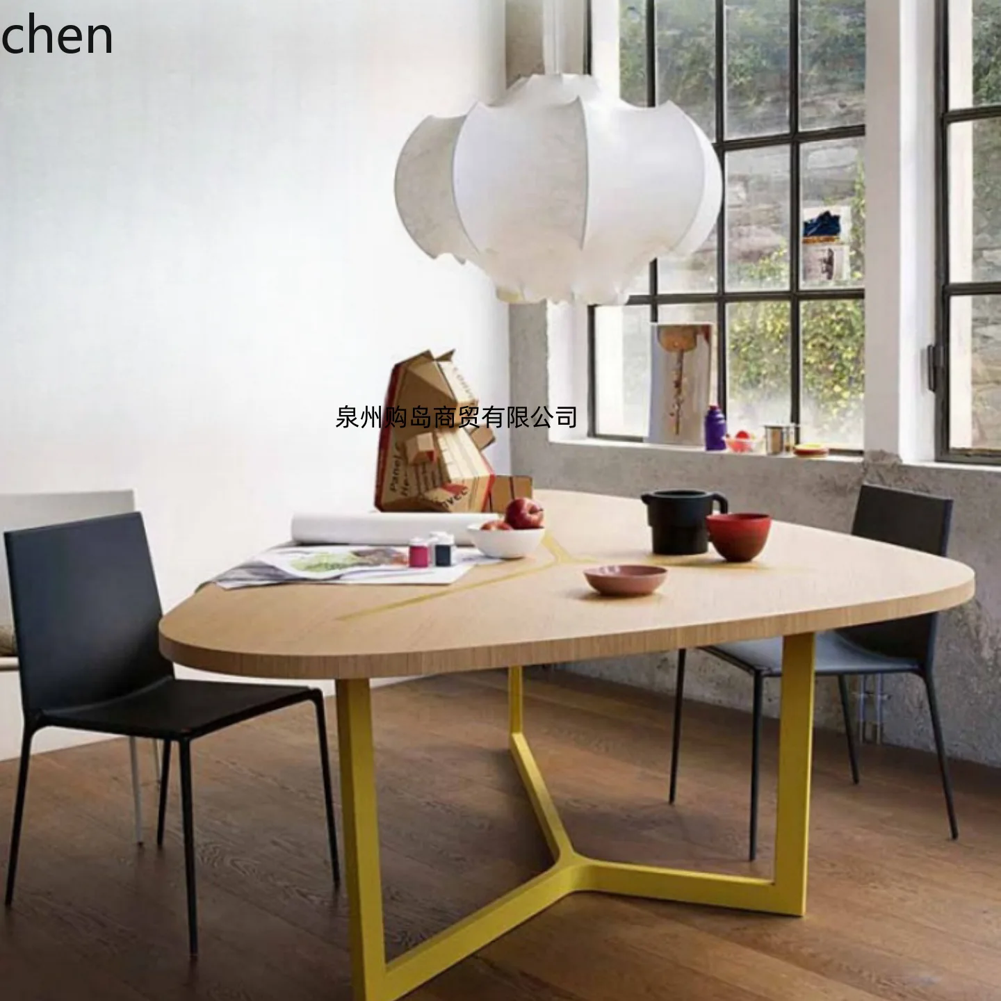 HXL Triangular Dining Table Minimalist Irregular Office Desk Conference Negotiation Table