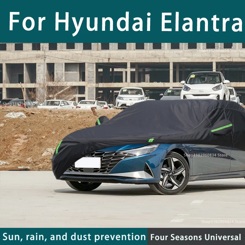 

For Hyudai Elantra 210T Full Car Covers Outdoor Uv Sun Protection Dust Rain Snow Protective Car Cover Auto Black Cover