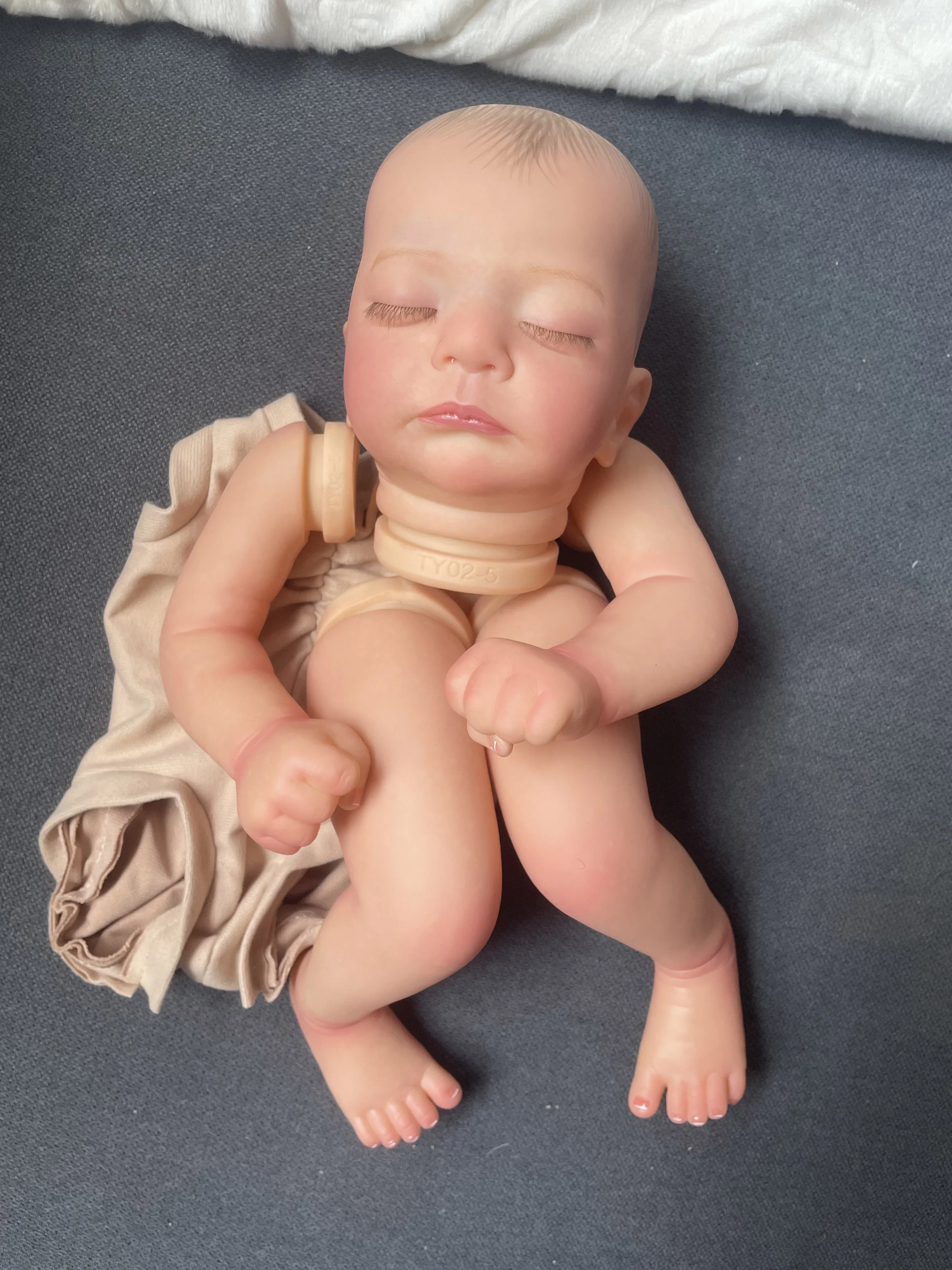Kit de boneca realista kun dormindo, 19 polegadas, toque macio, múltiplas camadas, pintura, peças de boneca, veias visíveis, cabelo pintado à mão
