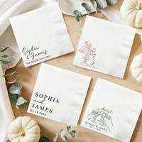 Personalized 20Pcs Wedding Cocktail Napkins Engagement Party Table Decorations Bridal Shower Accessories Wedding Day Supplies