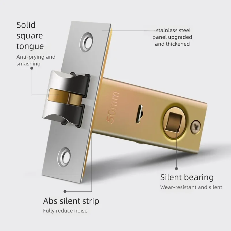 قفل باب الحمام العالمي الداخلي المنزلي - مقبض من سبائك الألومنيوم، لسان واحد