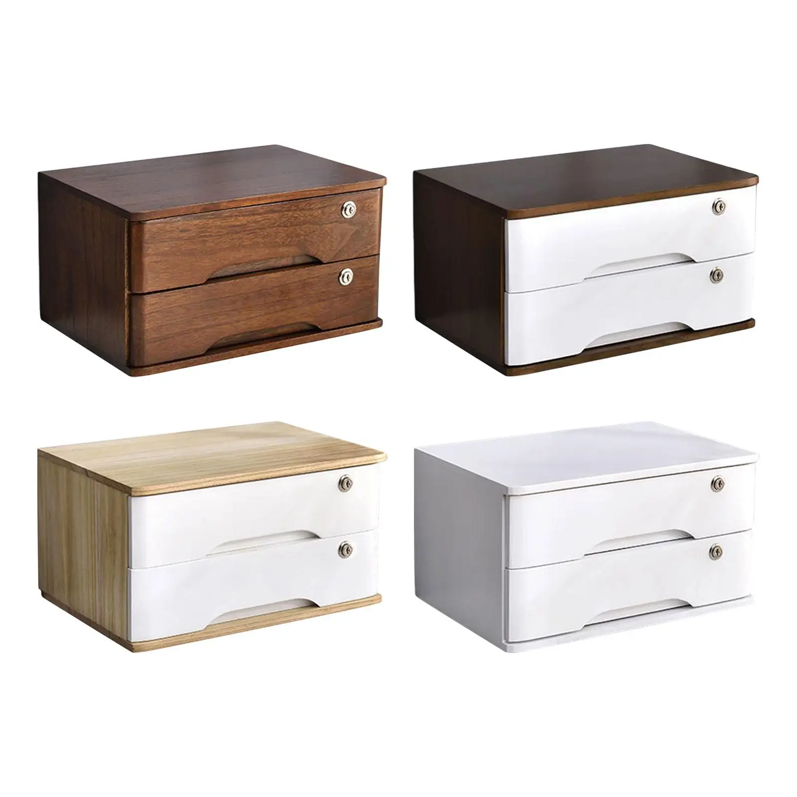 

Wood Desktop Storage Box with Lock Makeup Box Organization Wooden Tabletop Cabinet for Home Dresser Counter Vanity Workspace