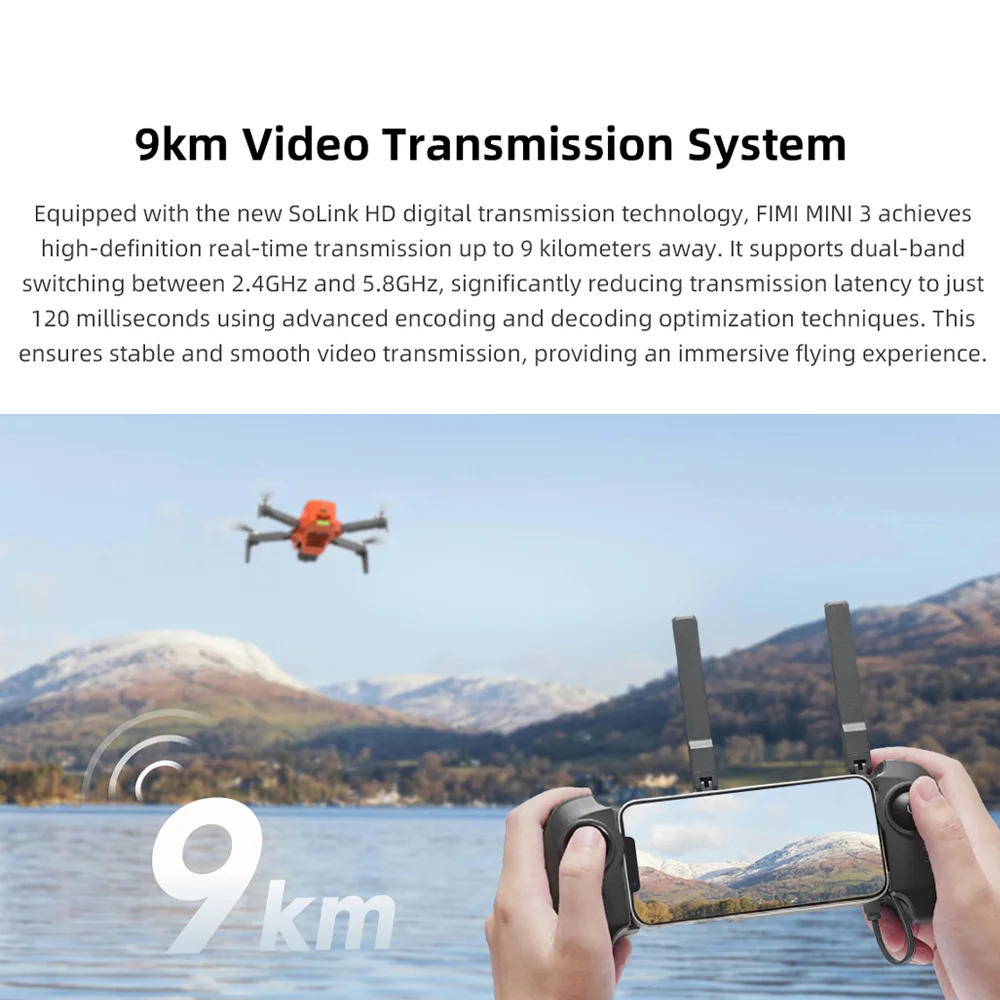 FIMI MINI 3 drone 48MP 4K 60fps 9km 3-axis Gimbal Super Night Video 249g Ultralight design smart tracking