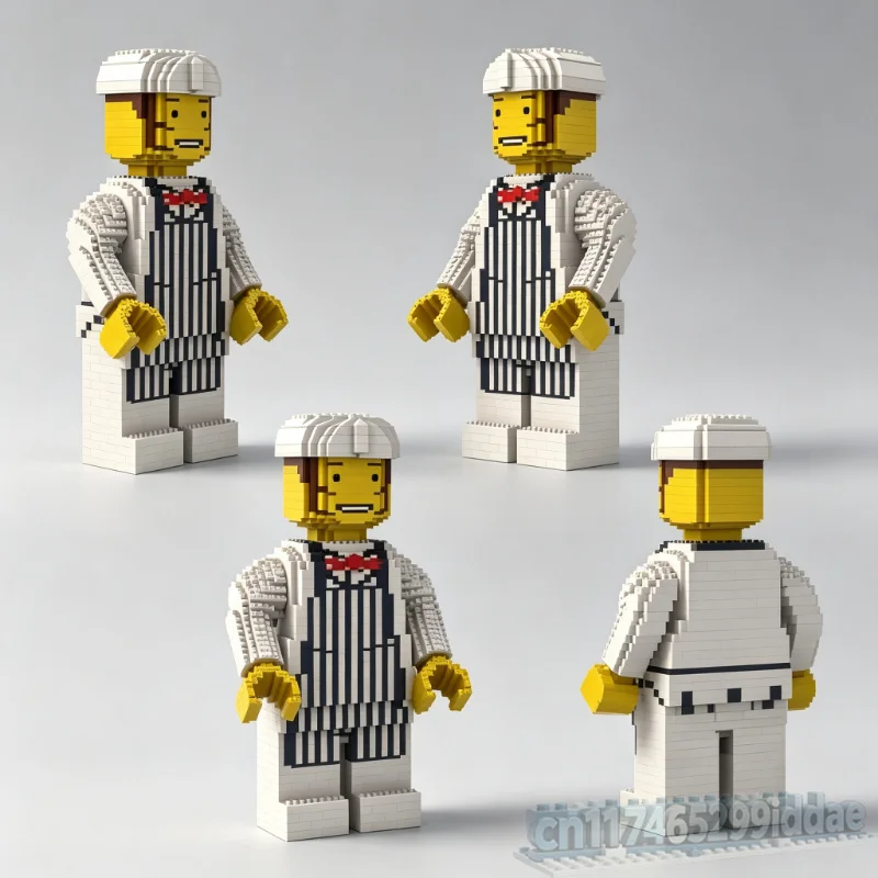 1876PCS Ice Cream Vendor Figure Building Blocks Dessert Shop Character Model DIY Assembly Creative Toy Collection Display Gifts