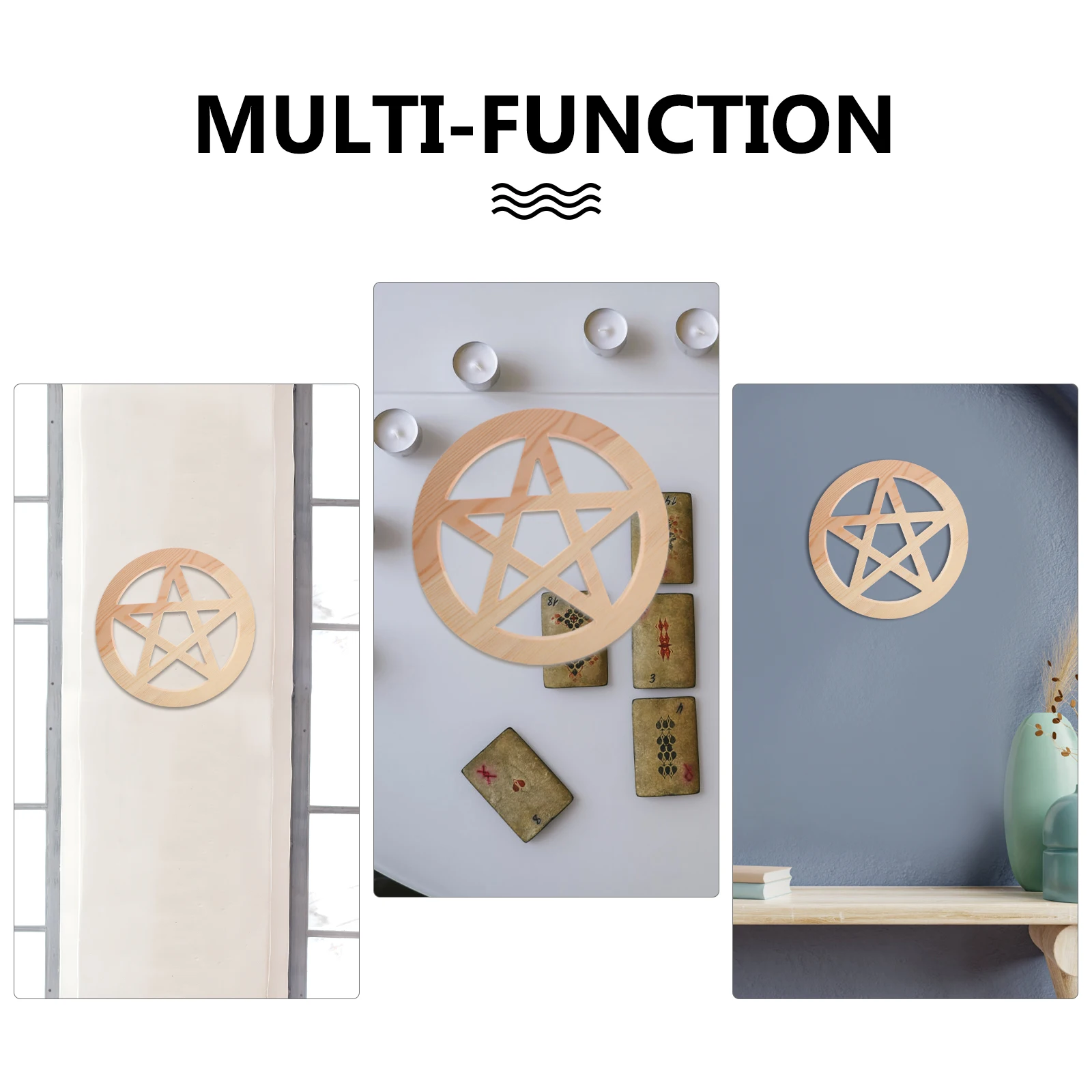 

Wooden Pentagram Home Decor Altar Ritual Tile Party Adornment Retro Style Household Wooden Altar Tiles Adornment