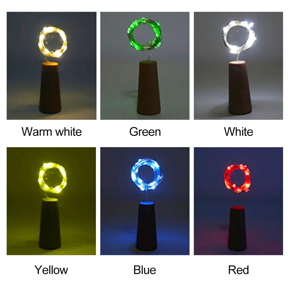 10PCS Wine Bottle Cork LED String Lights Holiday Fairy Lights Garland Christmas Tree Wedding Party Decor 1M 2M 3M Battery case