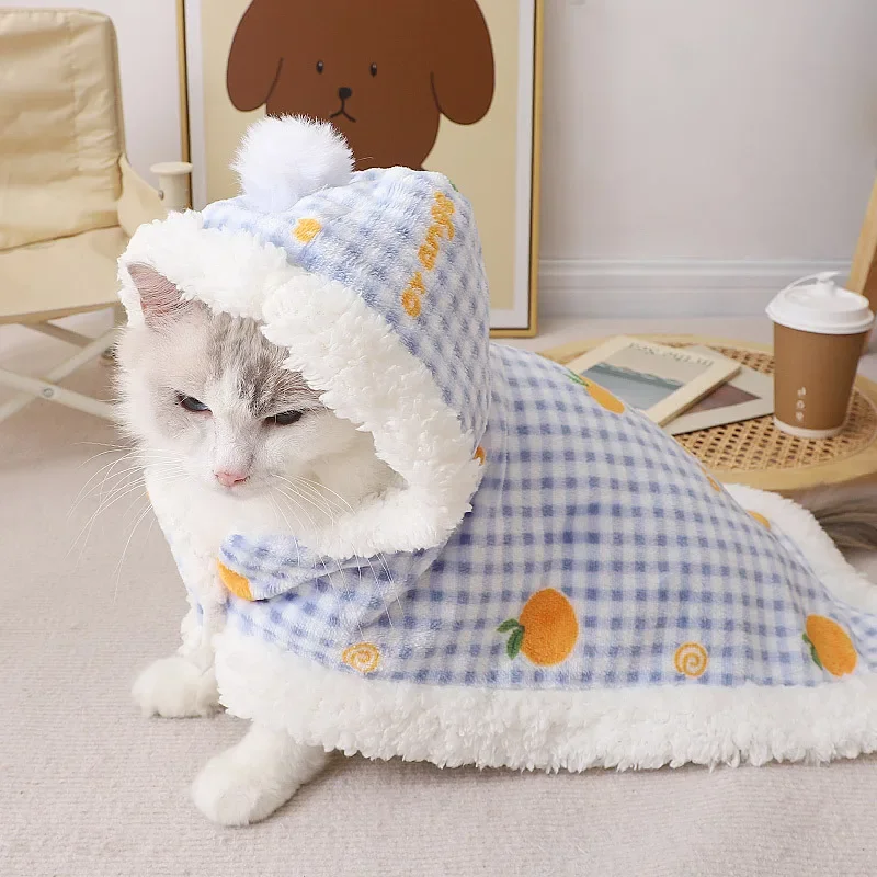 Pet Dog Hooded Cloak Cat Blanket Capped Cloak Autumn/Winter Warm Quilt Sleeping Blanket Cape Cat\'s Nest Winter Puppy Clothes