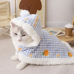 Pet Dog Hooded Cloak Cat Blanket Capped Cloak Autumn/Winter Warm Quilt Sleeping Blanket Cape Cat's Nest Winter Puppy Clothes