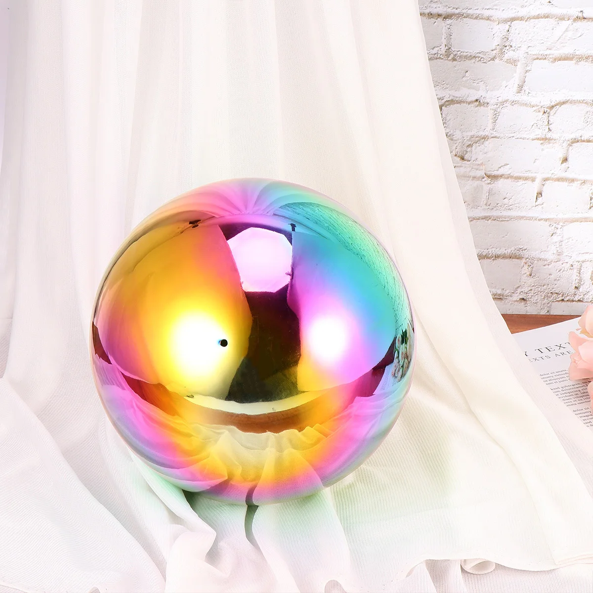 

1pc 200Mm Colorful Hollow Stainless Steel Ball Fine Polished Round Metal Ornament For Home Decor Multi-Purpose Gift Accessories