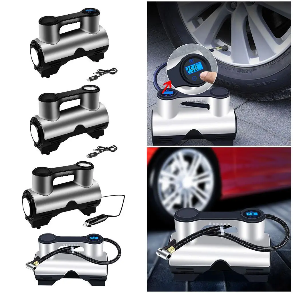 Bomba de ar elétrica 12V para inflar pneus de carro, motor poderoso adequado para pneus automotivos