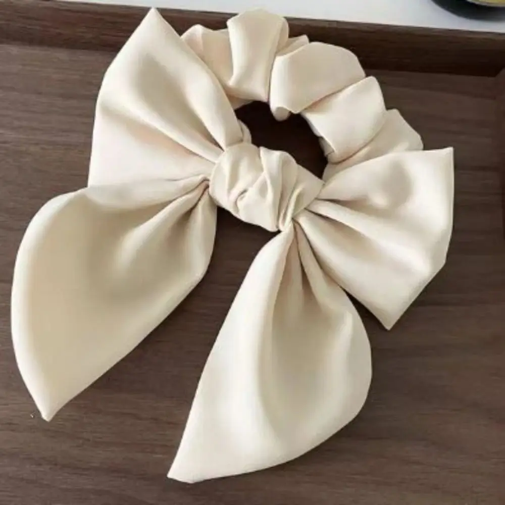 Solid Color Bow Ribbon Hair Tie Fashion Bow Scrunchies Hair Accessories Cloth Ponytail Headband Women