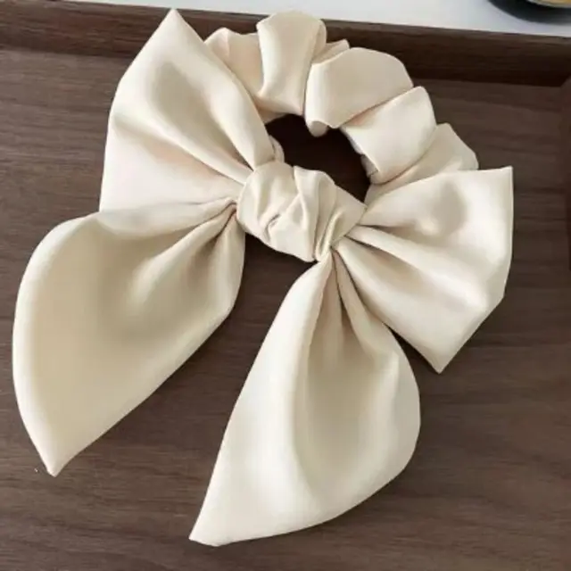 Jednokolorowa kokardka wstążka opaska do włosów modna kokardka Scrunchies akcesoria do włosów tkanina kucyk z pałąkiem na głowę kobiety