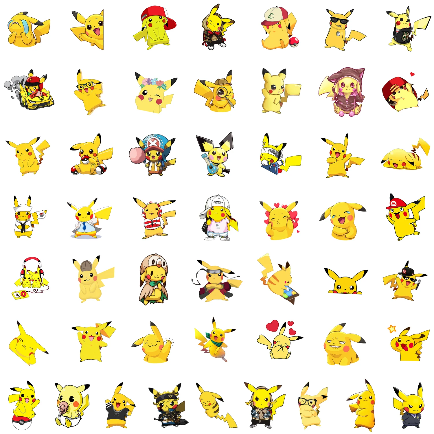 50 البوكيمون PIKACHU الكرتون الكتابة على الجدران ملصقات ديكور الخوذ سكيت الأمتعة DIY بها بنفسك مقاوم للماء الأطفال القرطاسية مكافأة ملصقات #1