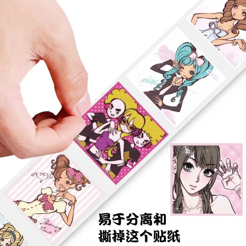 500pcs/Roll Cute Vintage‑Style Girl Cartoon Sticker DIY Skateboard Laptop Guitar Phone Car Seal Label Decals Decoration